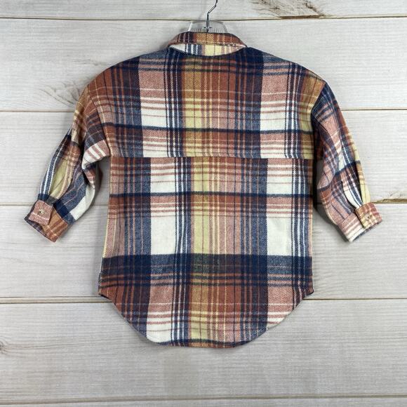 Tullabee Boutique Toddler Top Sz 4T Multi Plaid Soft Fleece Wool Blend Button Up - Picture 5 of 8